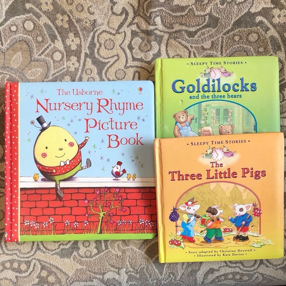 4/$20 3 Children’s Books; Usborne Nursery Rhymes, 3 Little Pigs & Goldilocks